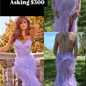 Purple Backless Spaghetti Strap Gown